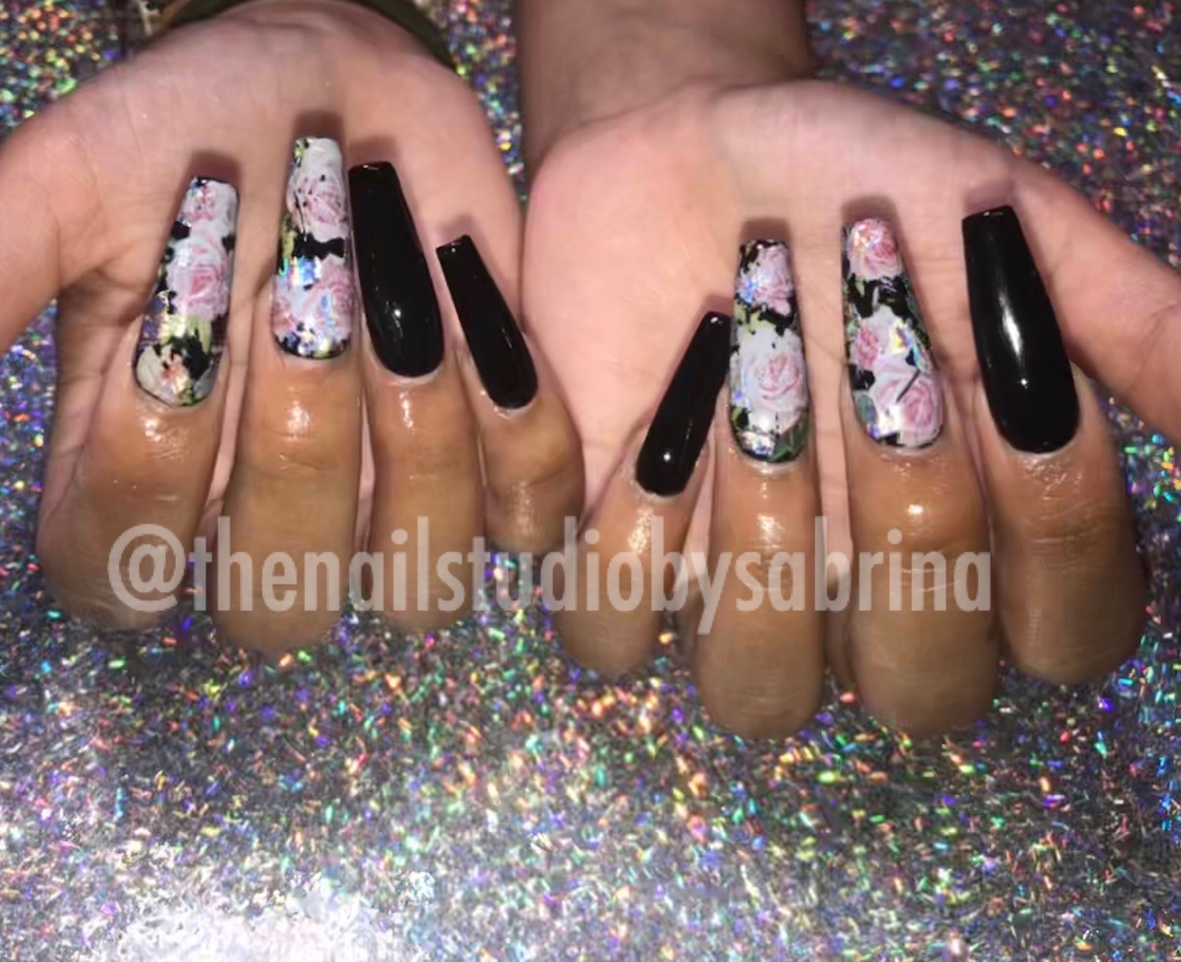Elegant Black Velvet Nail Design